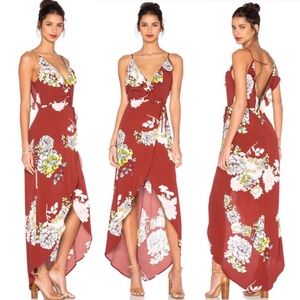 NWT ASTR the Label Lucia Dress Rust Multi Floral Maxi S